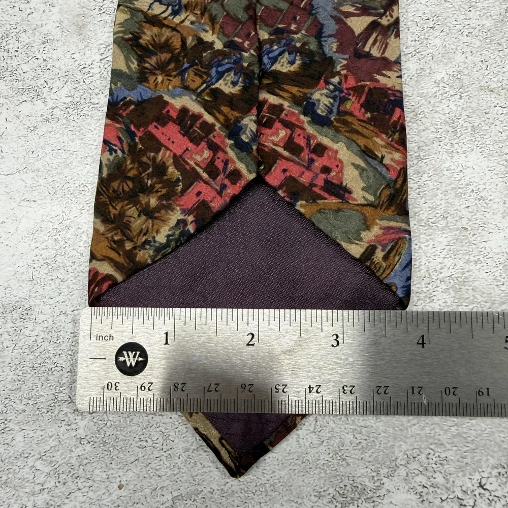 Christian‎ Dior 100% Silk Tie Mens One Size Brown Jacquard Necktie Western Art